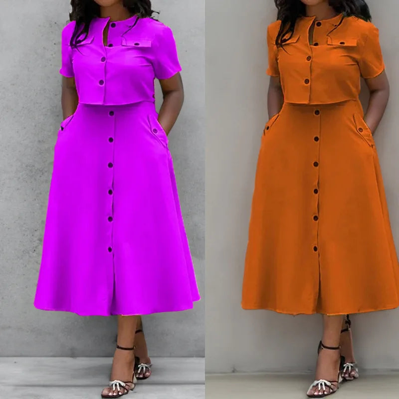 Elegant Two Piece Buttoned Up Set