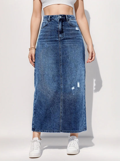 Slightly Distress Jean Skirt