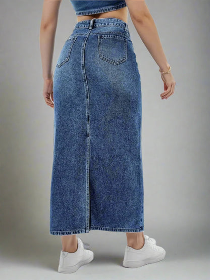 Slightly Distress Jean Skirt