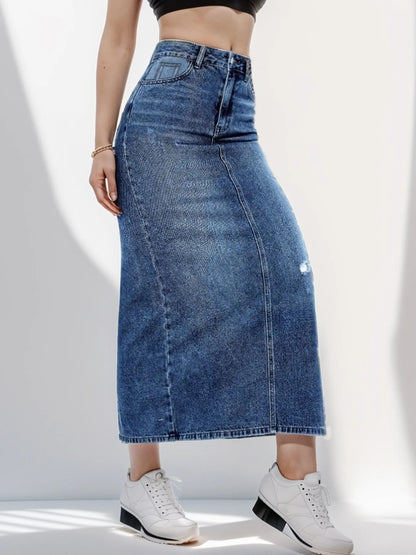 Slightly Distress Jean Skirt