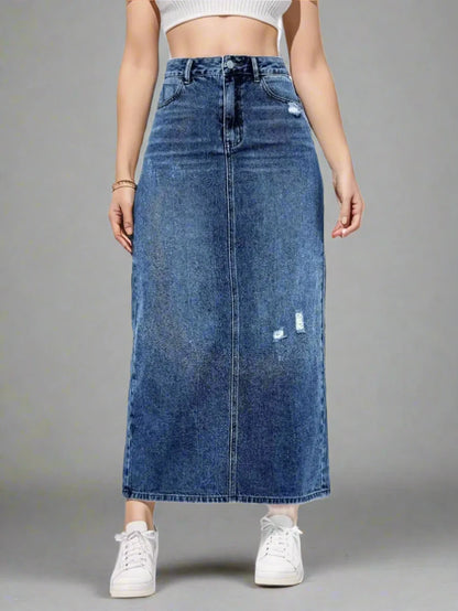 Slightly Distress Jean Skirt