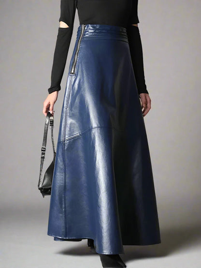 Bold Stylish High Waist Leather Skirt