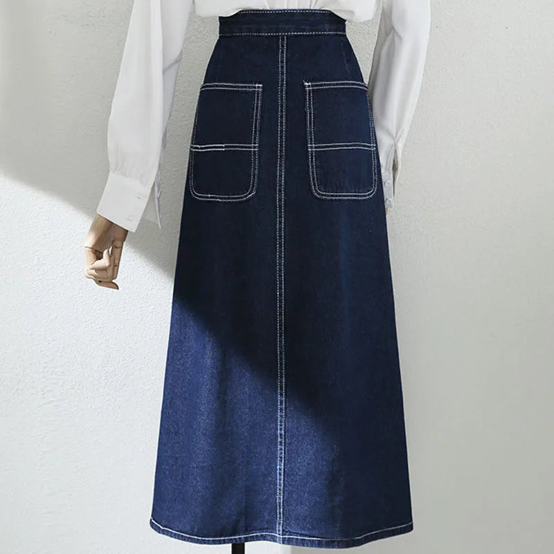 Cross Button Stylish Jean Skirt