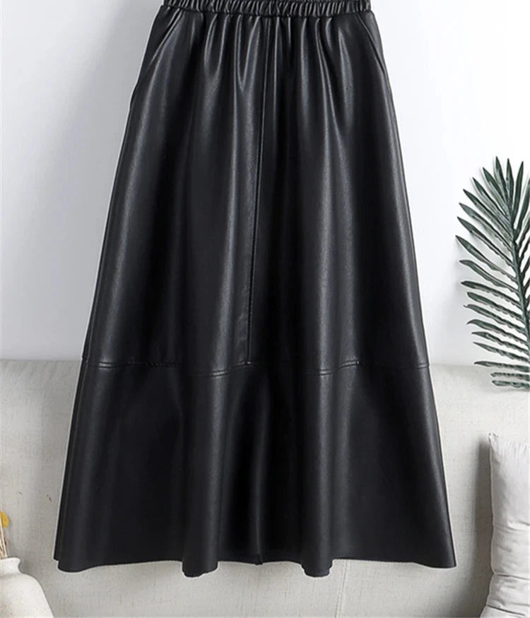 Sleek Feminine Leather Skirt