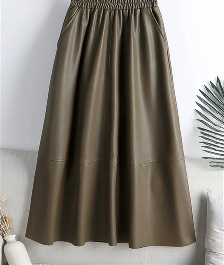 Sleek Feminine Leather Skirt