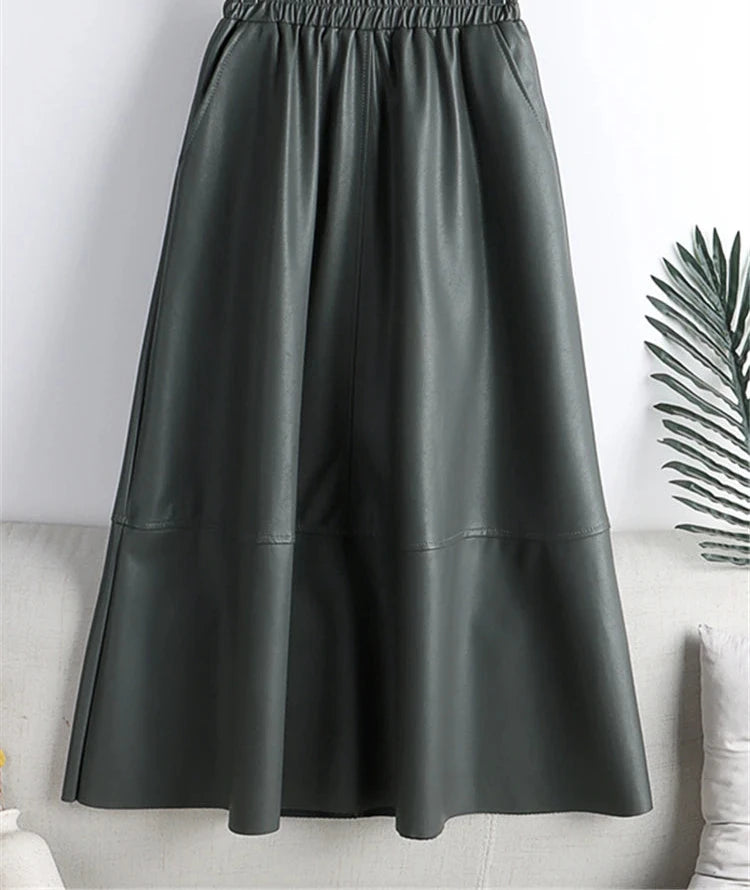 Sleek Feminine Leather Skirt