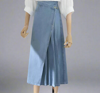 Cross Button Stylish Jean Skirt