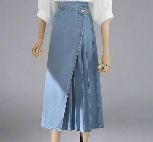 Cross Button Stylish Jean Skirt