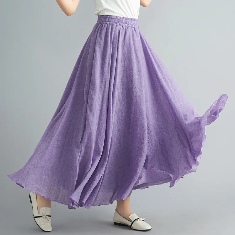 A-line Solid Color Skirt