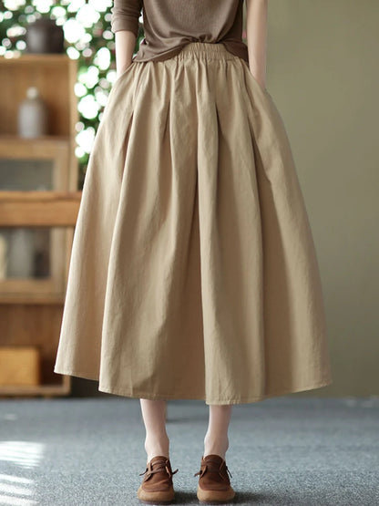 Basic Casual A Line Linen Skirt