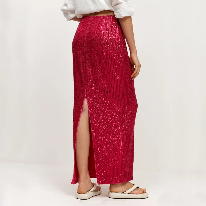 Sequined Down to the Ankle Skirt