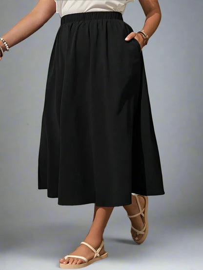 The Go 2 Basic Elastic Waist Skirt upto 5XPlus