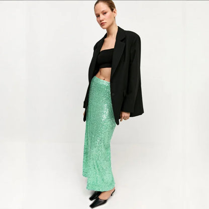 Sequined Down to the Ankle Skirt