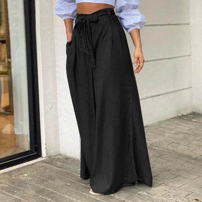 Tie Waist Classic Denim Skirt