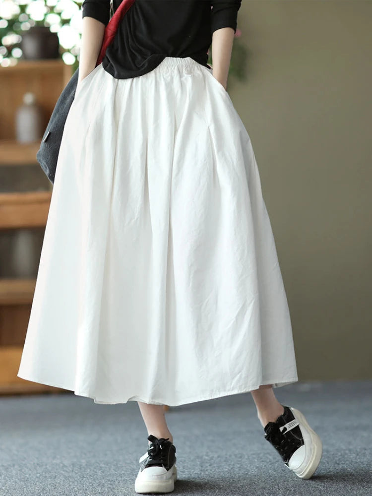 Basic Casual A Line Linen Skirt