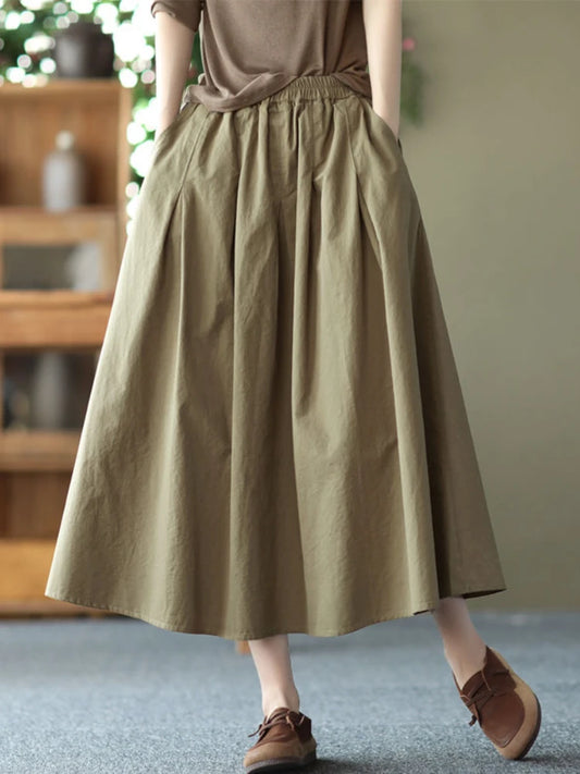 Basic Casual A Line Linen Skirt