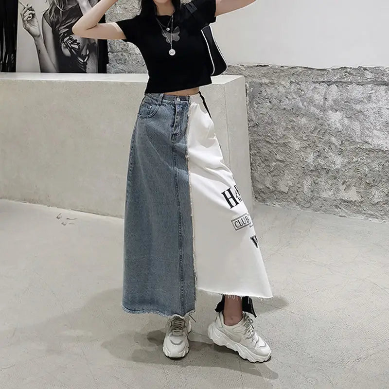 Urban Style Mix Jean Skirt