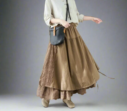 Neutrally Unbiased Linen Lace Skirt