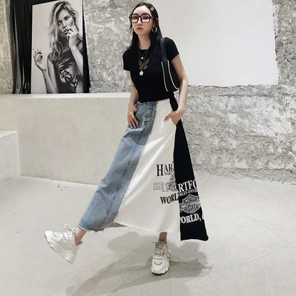 Urban Style Mix Jean Skirt