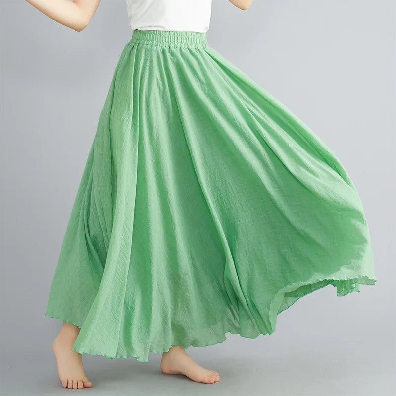 A-line Solid Color Skirt