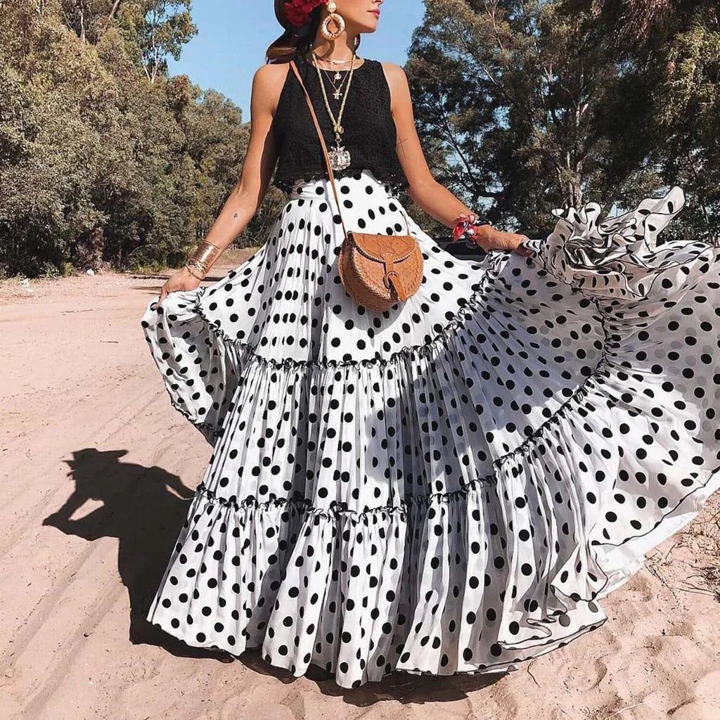 Beautiful Dots Ruffle Skirt