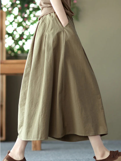 Basic Casual A Line Linen Skirt