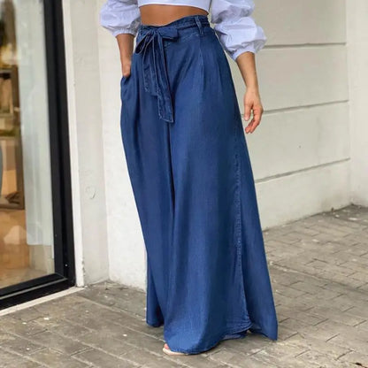 Tie Waist Classic Denim Skirt