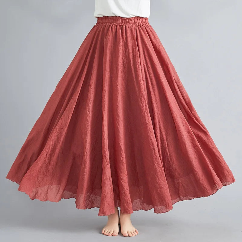 A-line Solid Color Skirt