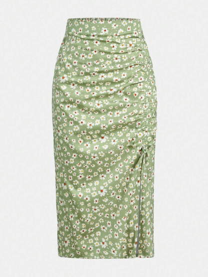 Pleasantly Floral Midi Skirt