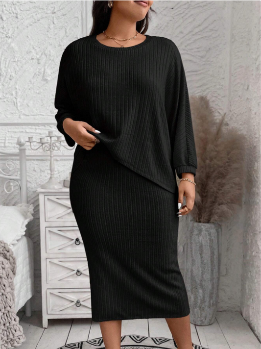 Sleek Plus Size Long Sleeve Cozy Set