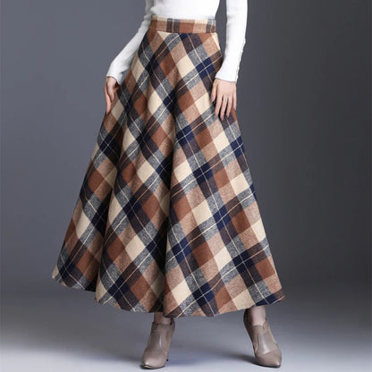 Cascading Plaid Printed Skirt