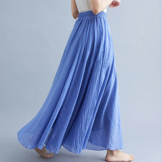 A-line Solid Color Skirt